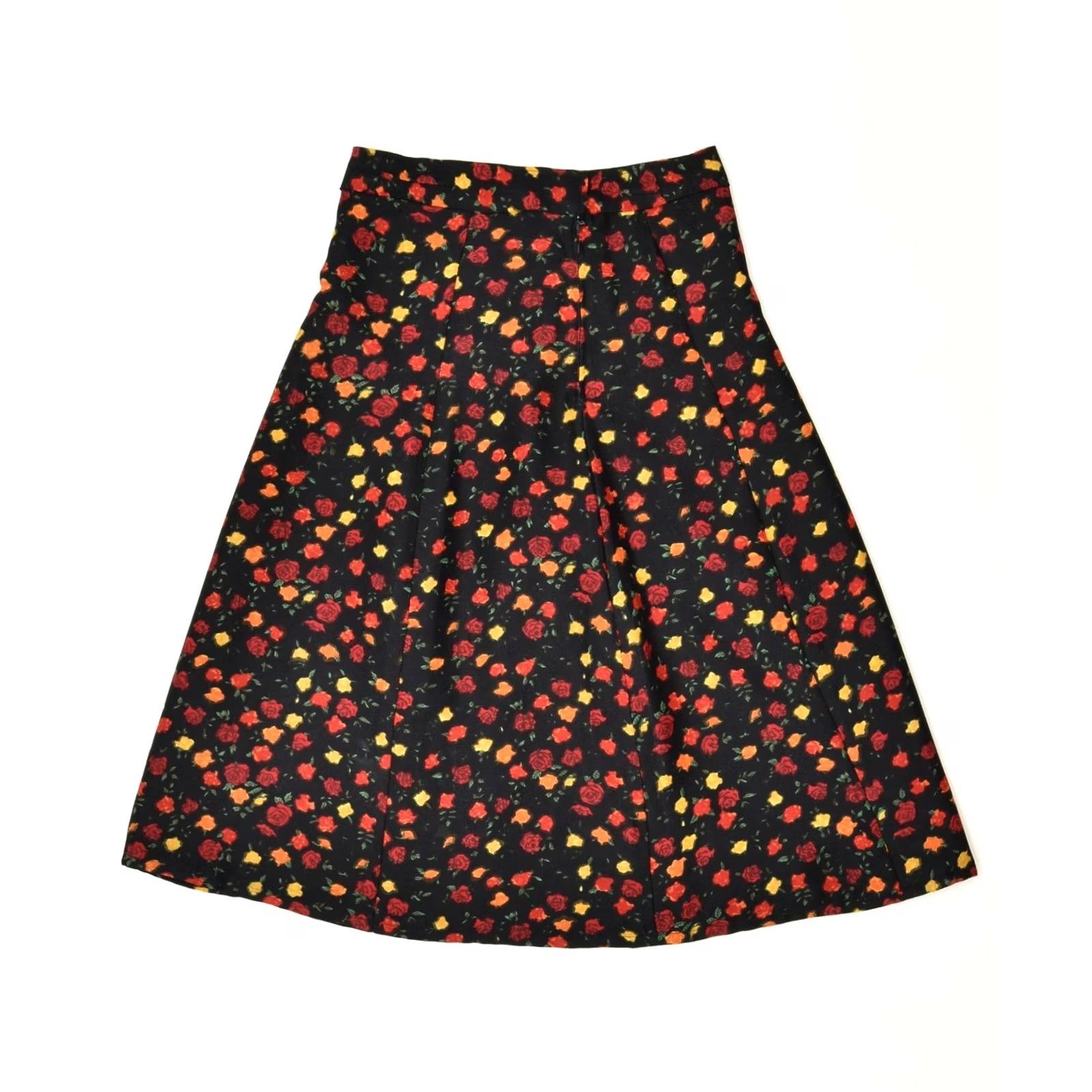 Vintage VINTAGE Womens A-Line Skirt Medium Black Floral W28 Size 28" / US 6 / IT 42 - 2 Thumbnail