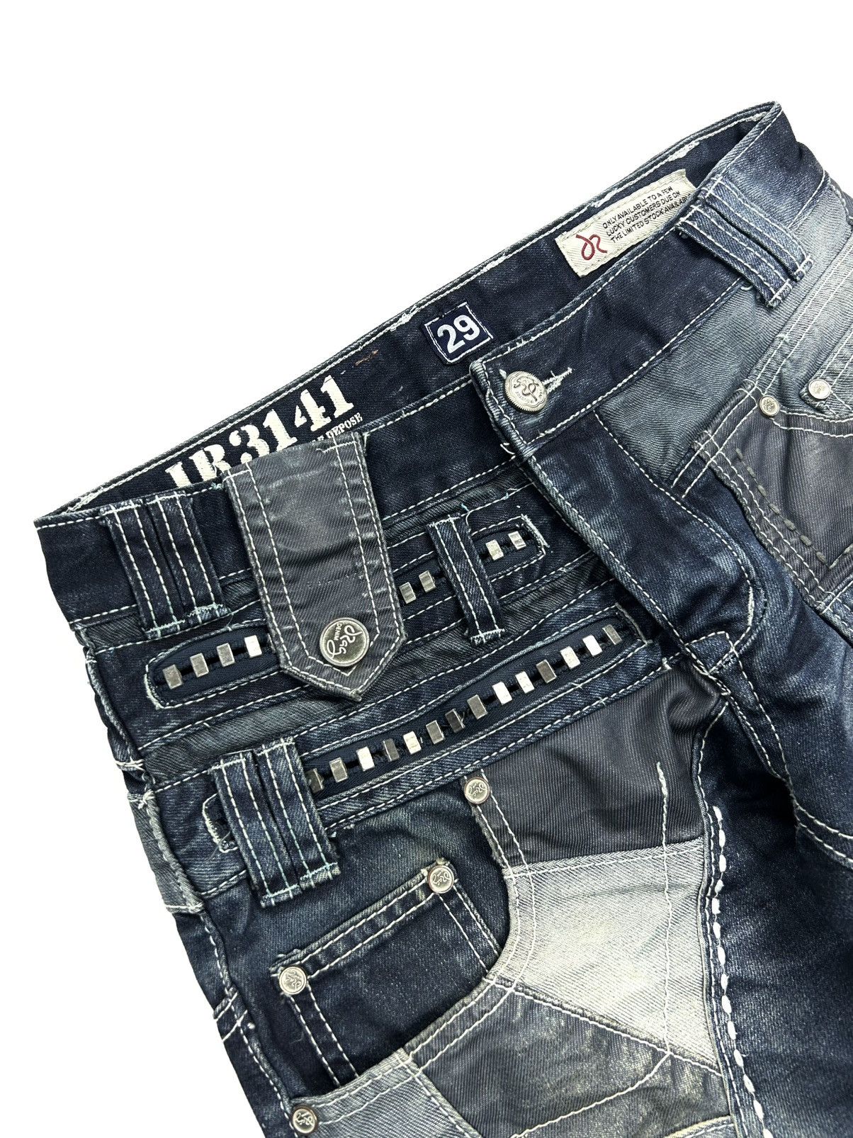 Japanese Brand J RAG Avant-Garde Japanese Jeans Multi-Pocket Navy Denim Y2K Size US 29 - 8 Thumbnail