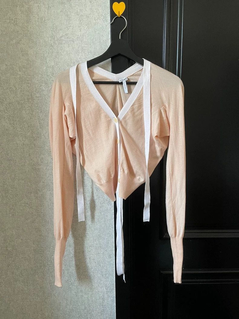 Loewe LOEWE Salmon pink ribbon short cardigan sweater Size XS / US 0-2 / IT 36-38 - 1 Thumbnail