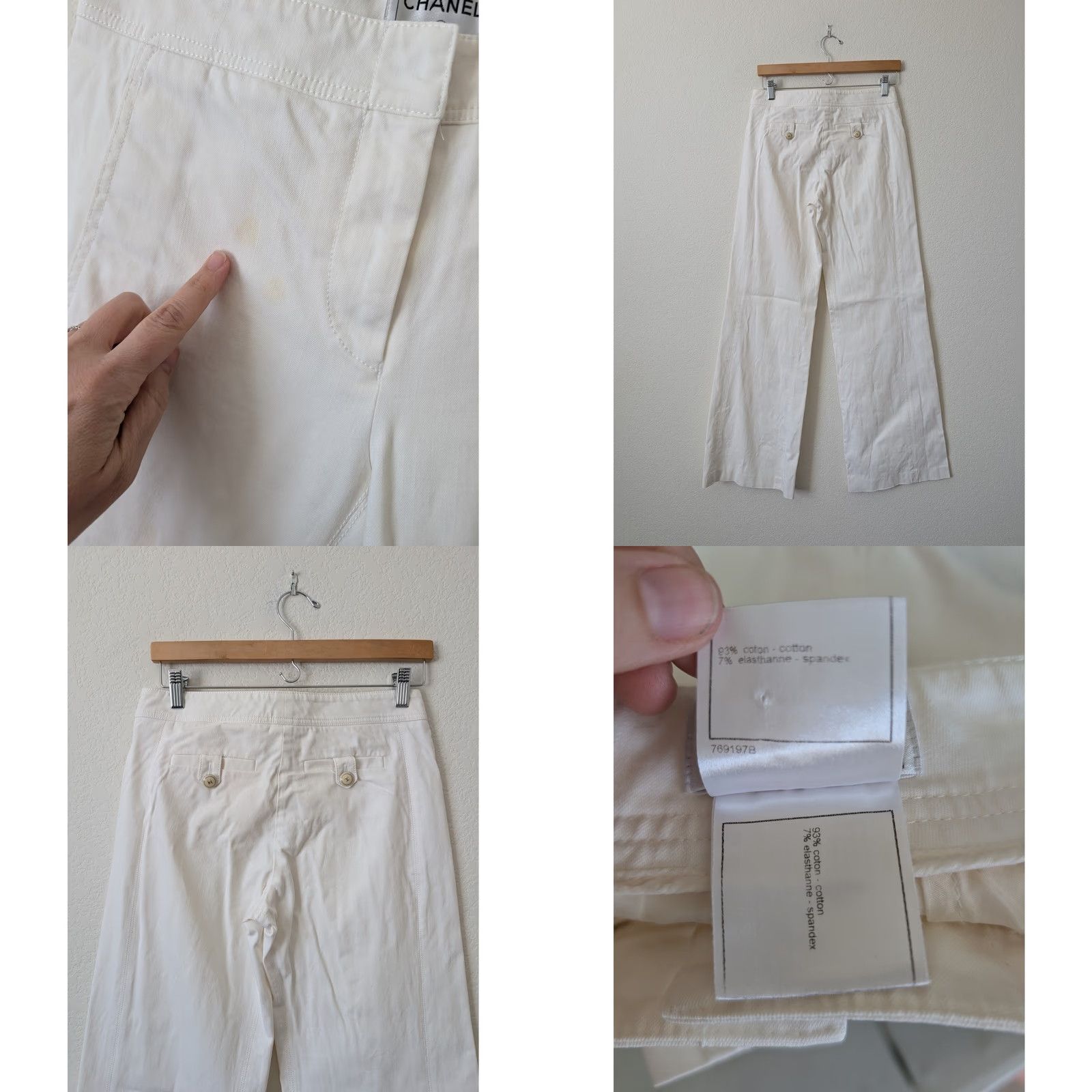 Chanel CHANEL White Cotton Wide Leg Trouser Flared High Rise Pants 38 Italy Women Regular Size 38 Womens Size 26" / US 2 / IT 38 - 8 Thumbnail