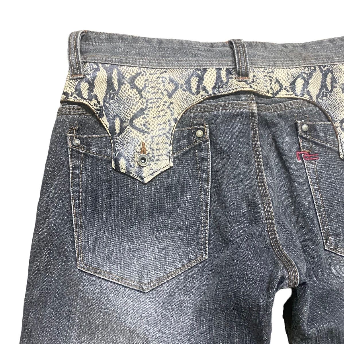 Nicole Club NCFM Leather Snake Skin Denim Flare Jeans Size US 30 / EU 46 - 10 Thumbnail