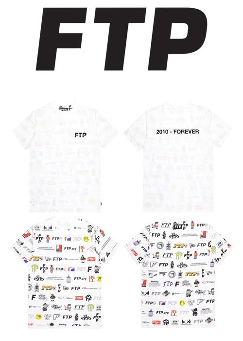 Fuct FTP 13 YEAR ANNIVERSARY REVERSIBLE LOGOS TEE - LARGE / WHITE