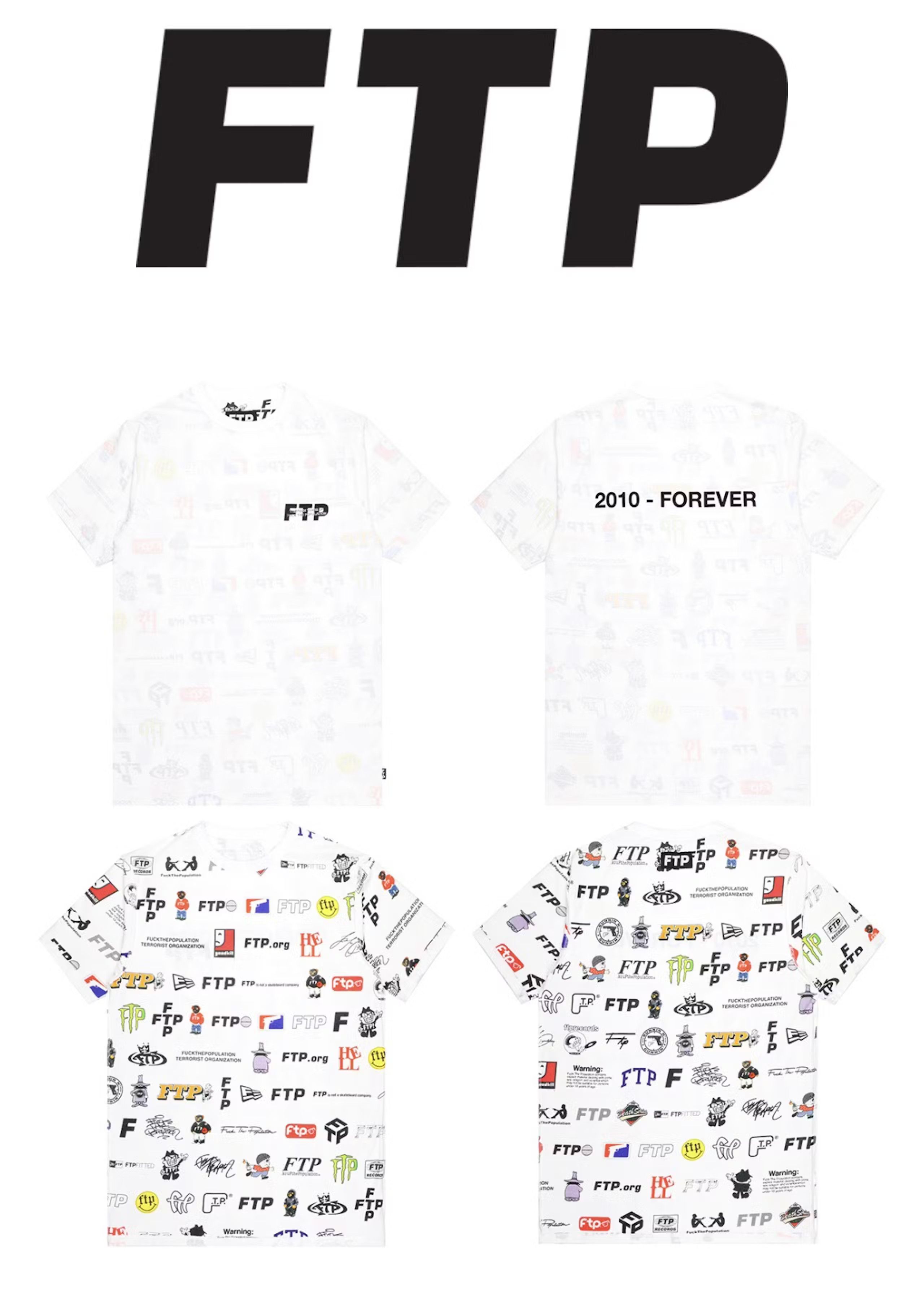 image of Fuck The Population x Fuct Ftp 13 Year Anniversary Reversible Logos Tee - Medium in White, Men's