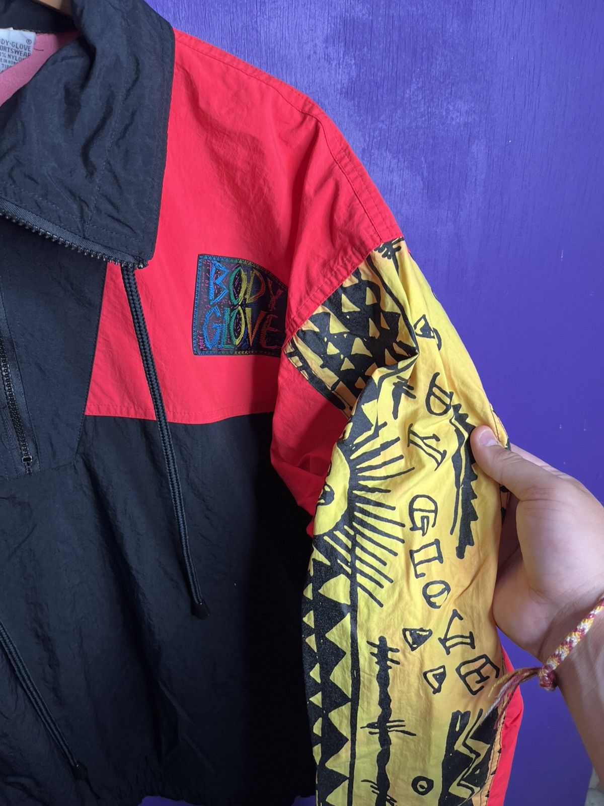 Body Glove × Vintage Vintage 90s Body glove sleeve prints windbreaker jacket Size US M / EU 48-50 / 2 - 3 Thumbnail