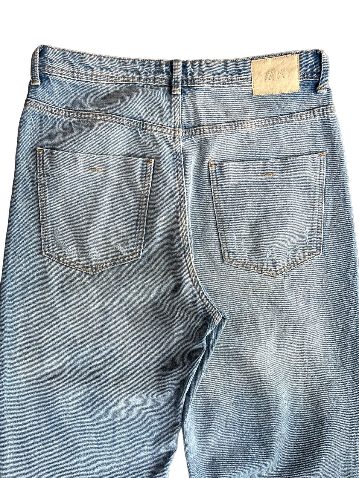 Rhude × Zara Vintage Y2K Zara Blue Washed Distressed Relaxed Jeans Size US 32 / EU 48 - 4 Thumbnail