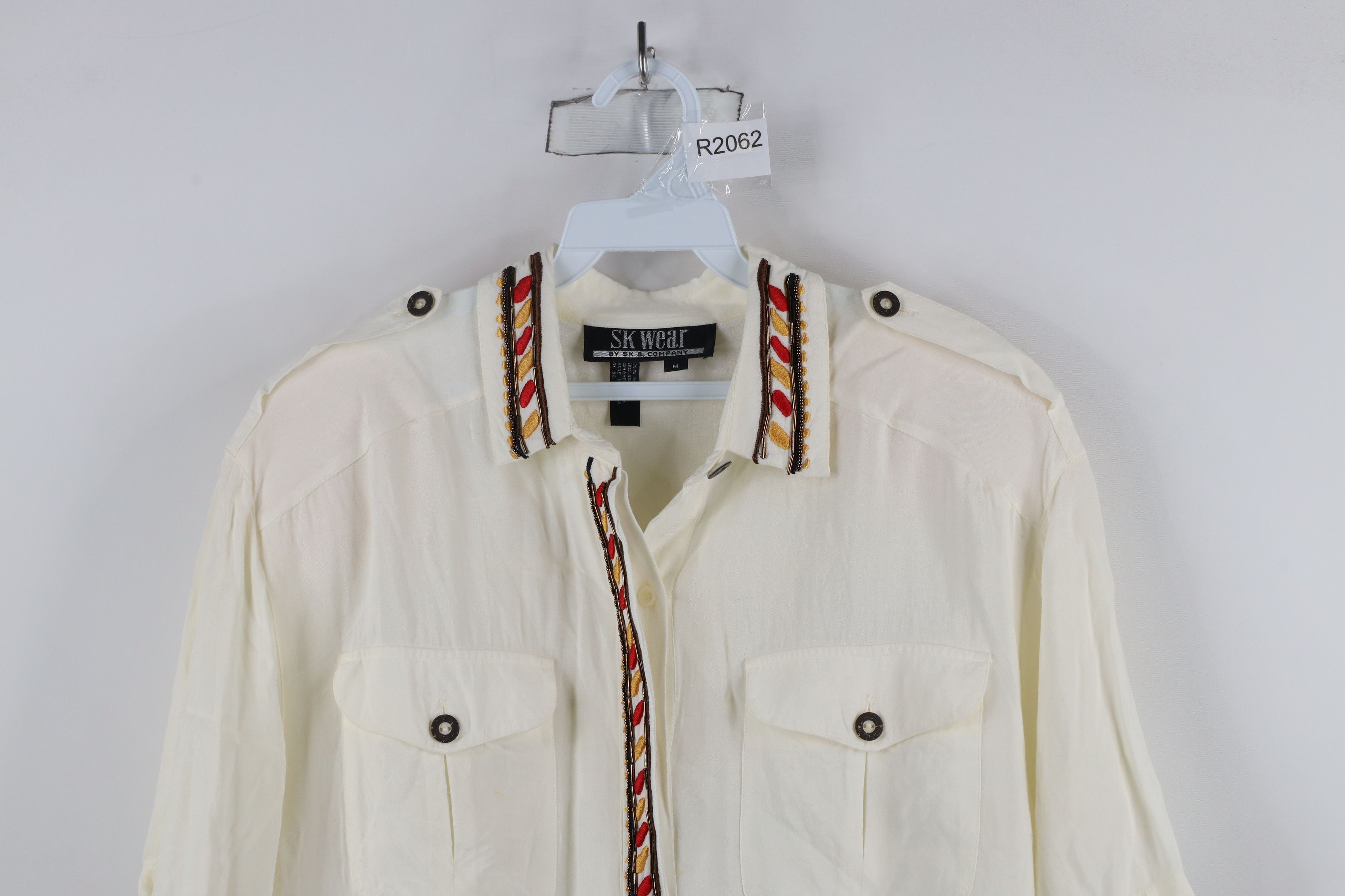 Vintage Vintage 90s Streetwear Beaded Military Style Button Shirt Size M / US 6-8 / IT 42-44 - 2 Thumbnail