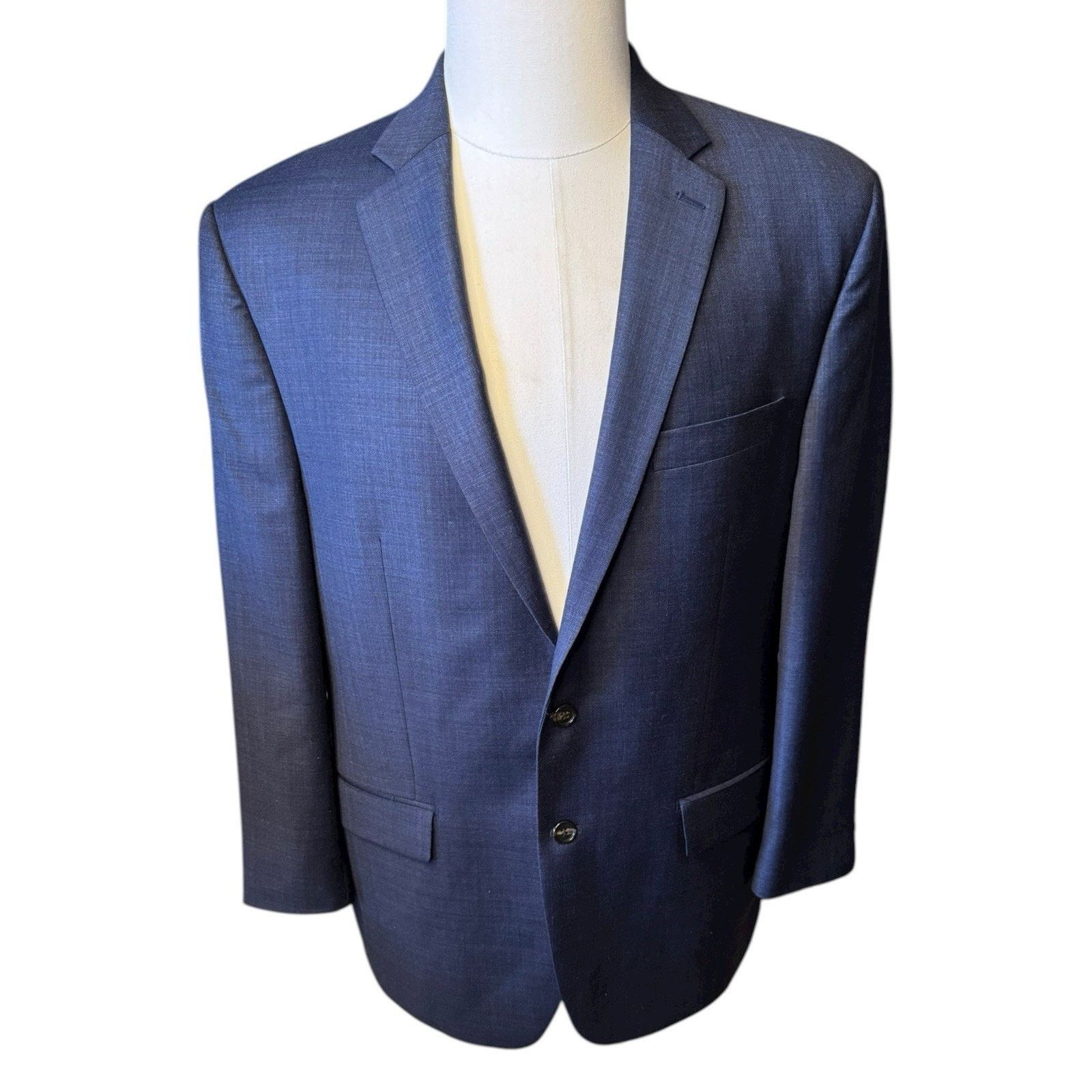 Ralph Lauren Ralph Lauren Wool Navy Blue Plaid Two Button Sport Coat Size 44R - 1 Thumbnail