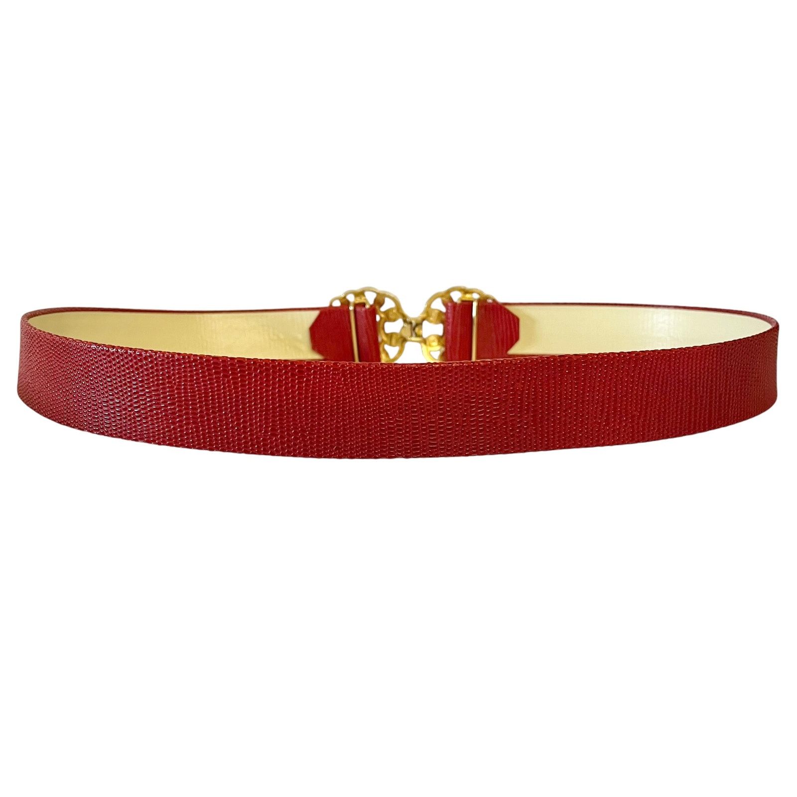 Vintage Mimi Di N Vintage Chainlink Buckle Red Lizard Print Belt Size ONE SIZE - 2 Thumbnail