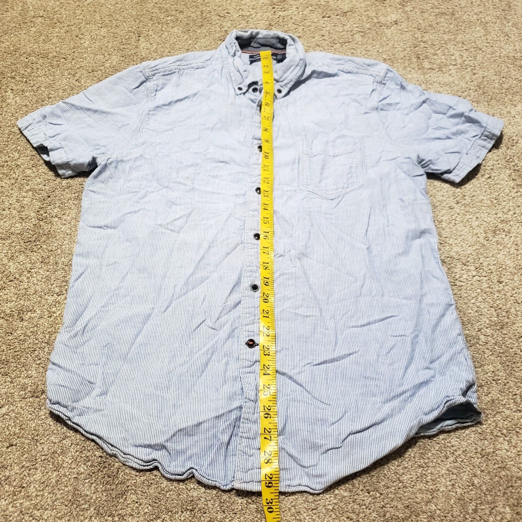 Nautica Nautica Light Blue Striped Slim Fit Button Up Shirt Short Sleeve Men's L Large Size US L / EU 52-54 / 3 - 6 Thumbnail
