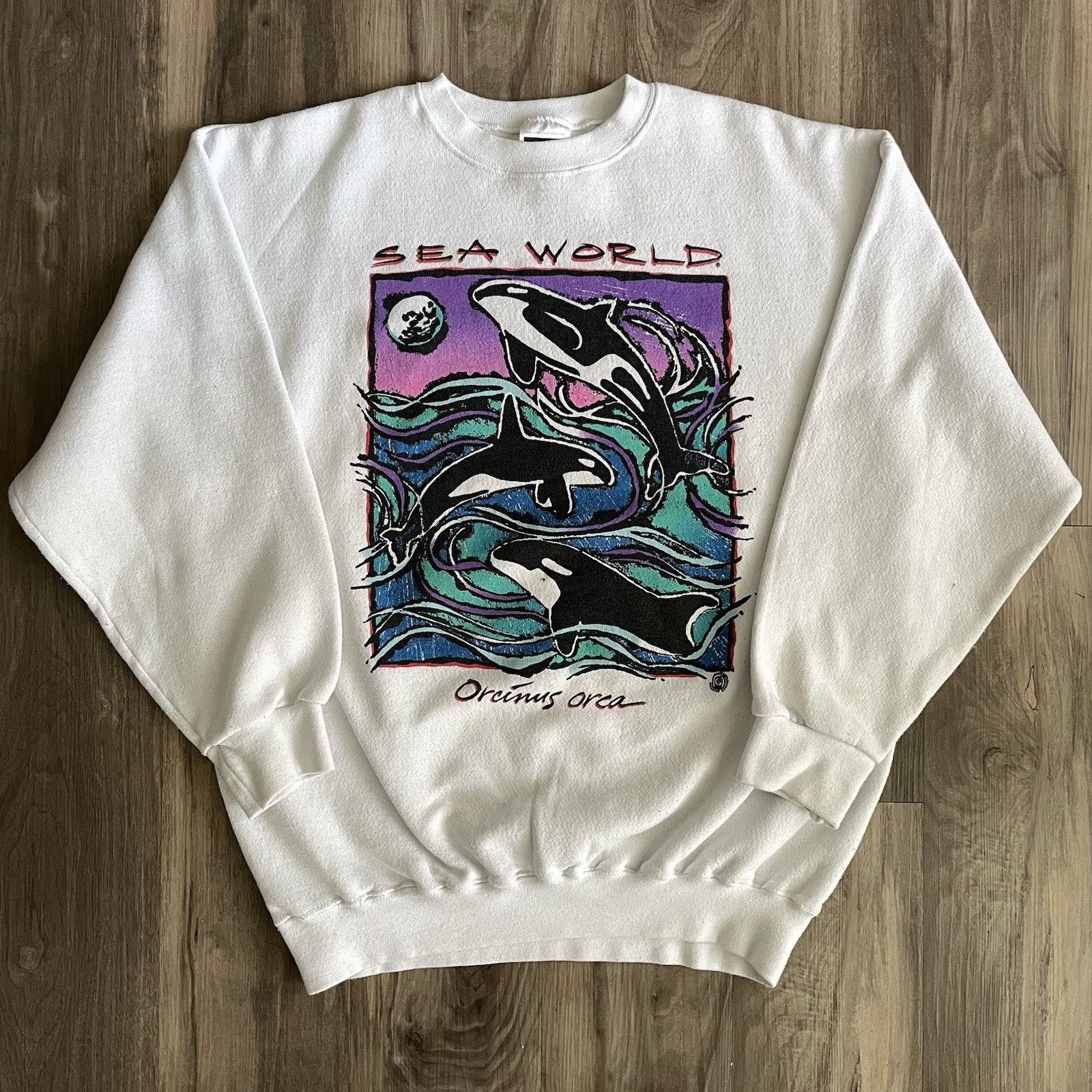Tultex × Vintage Vintage Sea World Sweatshirt Mens Size L Orcas 1990s White Size US L / EU 52-54 / 3 - 1 Thumbnail