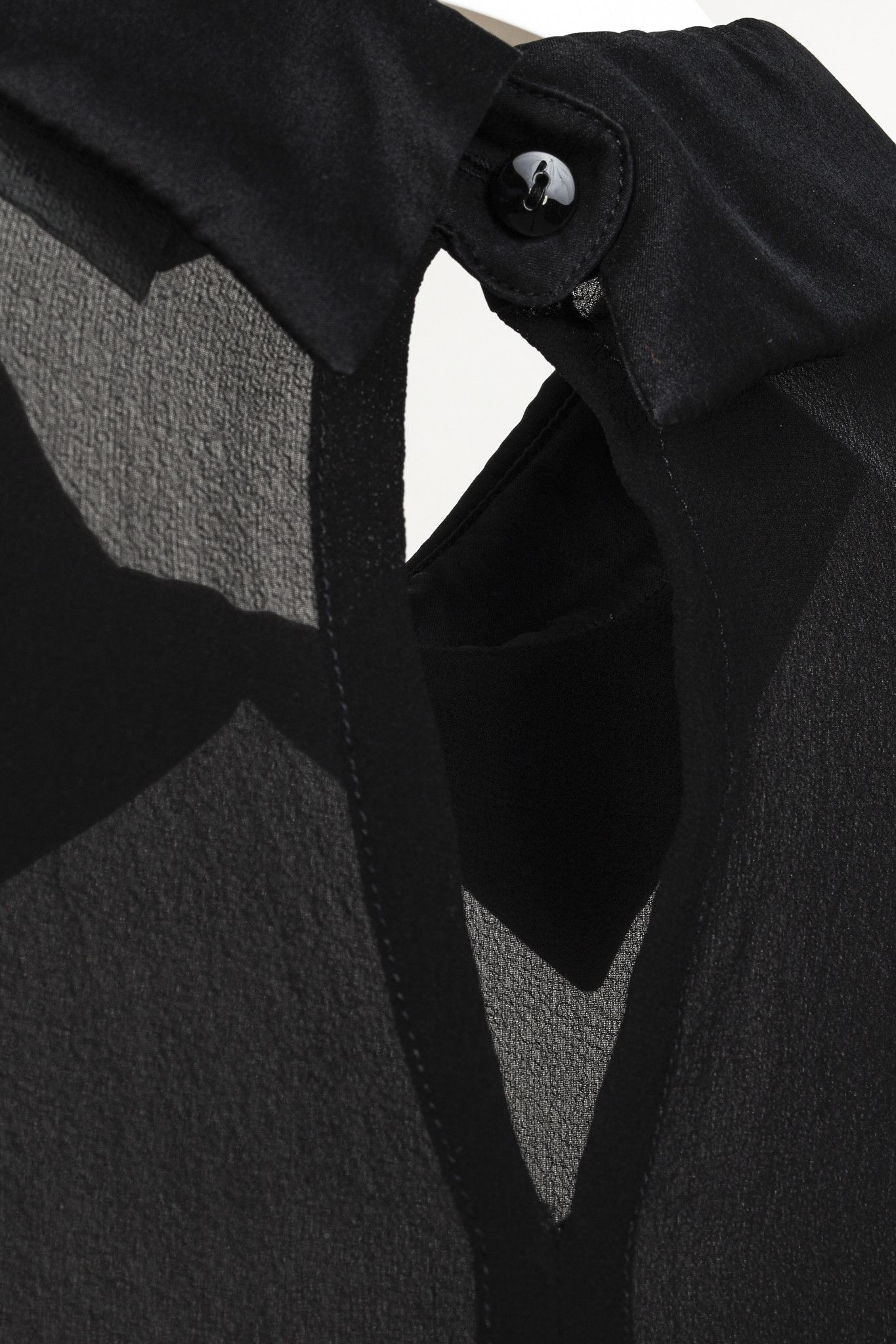 Max Mara Max Mara Black Sheer Satin-Trim Collared Blouse Size M / US 6-8 / IT 42-44 - 7 Thumbnail