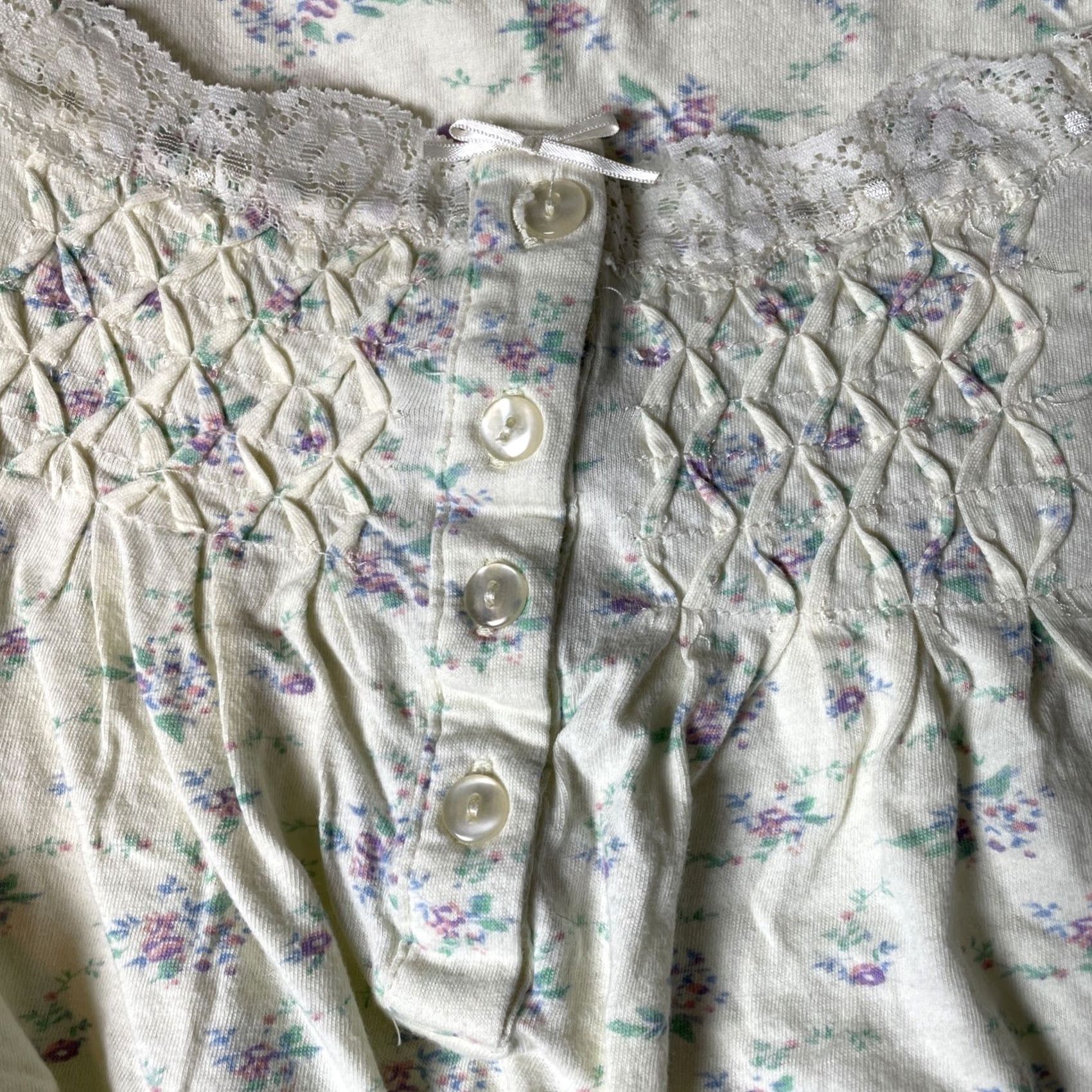 Vintage VINTAGE Butter fly Gown Short Sleeve Floral Yellow 100% Cotton Flannel L Women 胡 Size 36" / US 14 / IT 50 - 3 Thumbnail