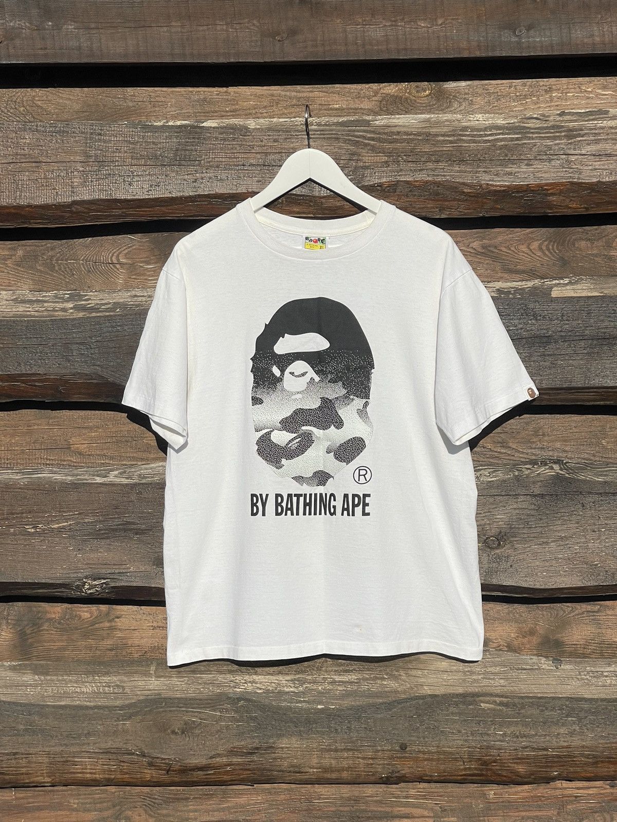 Image of Bape A Bathing Ape Print T-Shirt Tee Made In Japan in Black, Men's (Size XL)