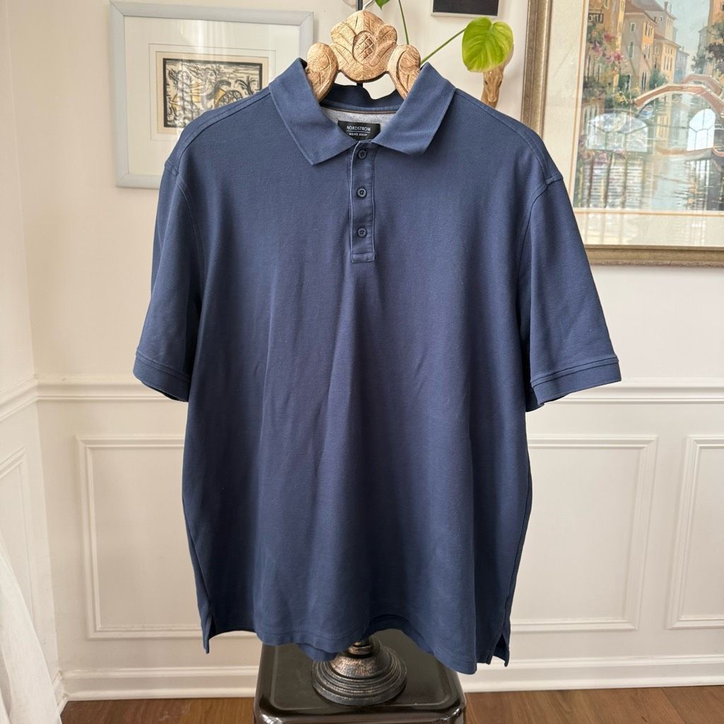 Nordstrom Nordstrom Men’s Polo Golf Shirt Dark Blue Pique Cotton XXL Size US XXL / EU 58 / 5 - 1 Thumbnail