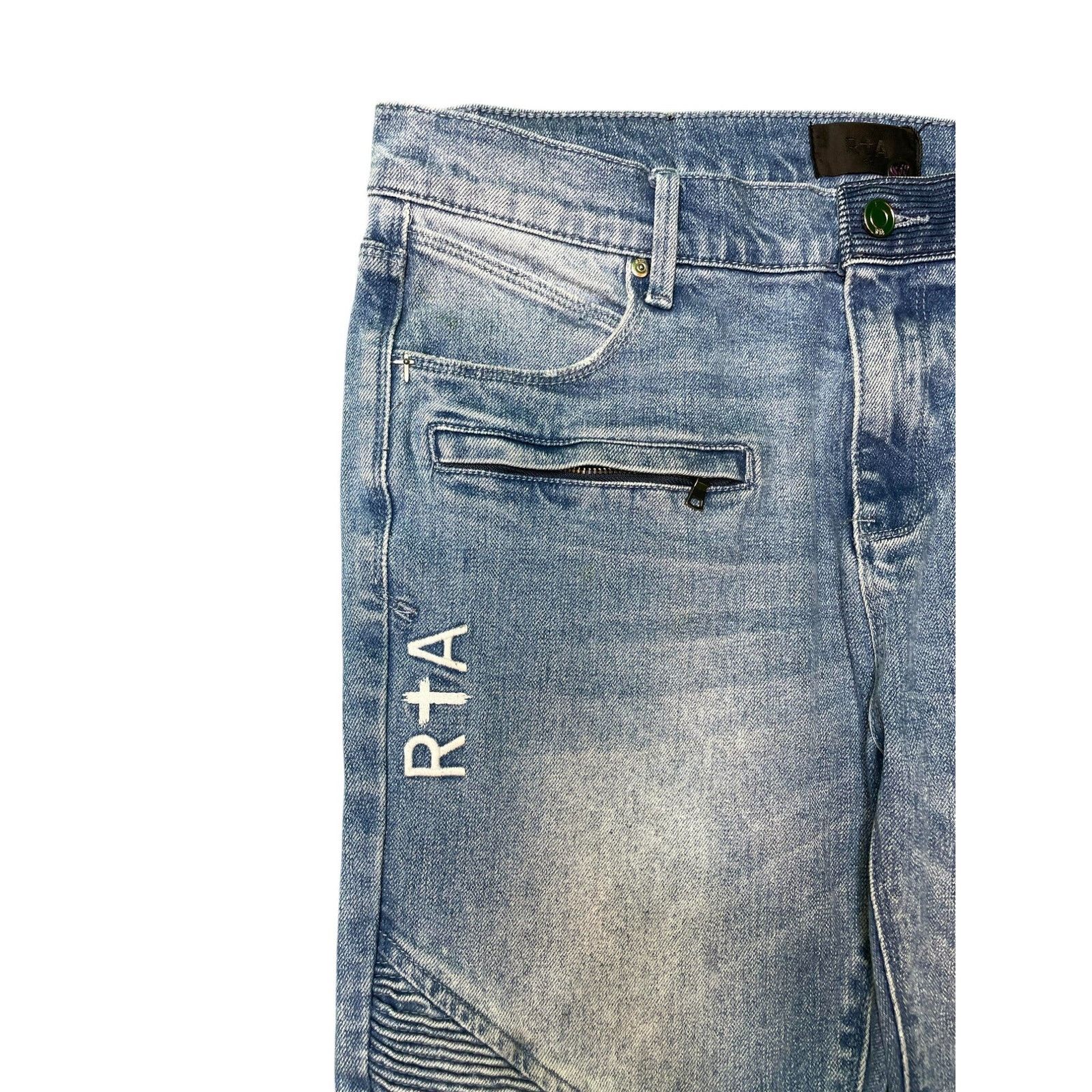 Rta RTA Zipper Knee Patch Light Wash Blue Jeans Size US 32 / EU 48 - 4 Thumbnail