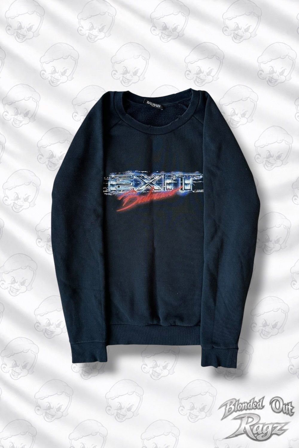 Balmain FW18 Balmain Exit Logo Distressed Crewneck Black Size US M / EU 48-50 / 2 - 1 Thumbnail