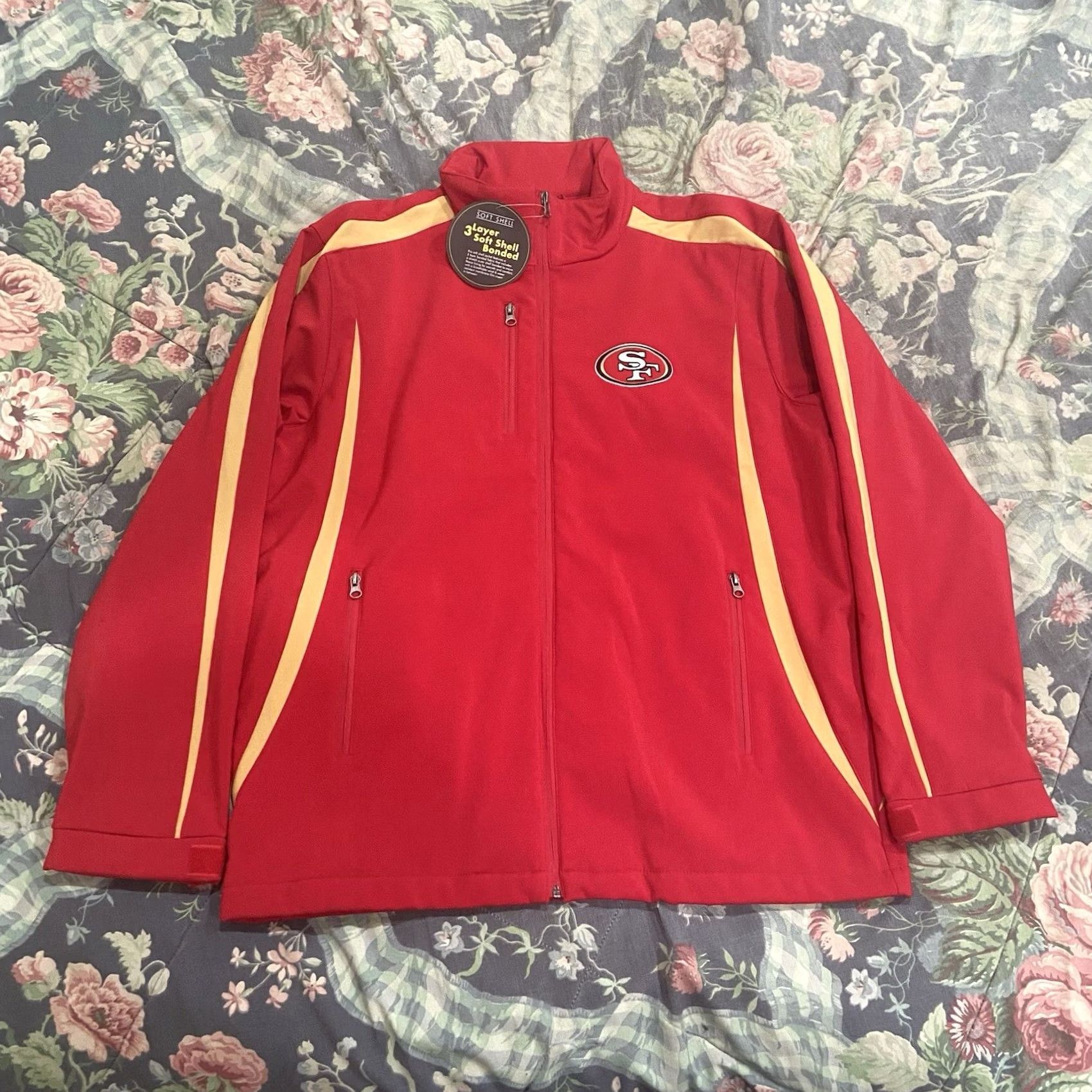 Layer 8 VINTAGE San Francisco 49ers MENS Jacket Water Resistant 3 Layer Soft Shell NWT Red L Mens Boys Womens Size US L / EU 52-54 / 3 - 2 Thumbnail