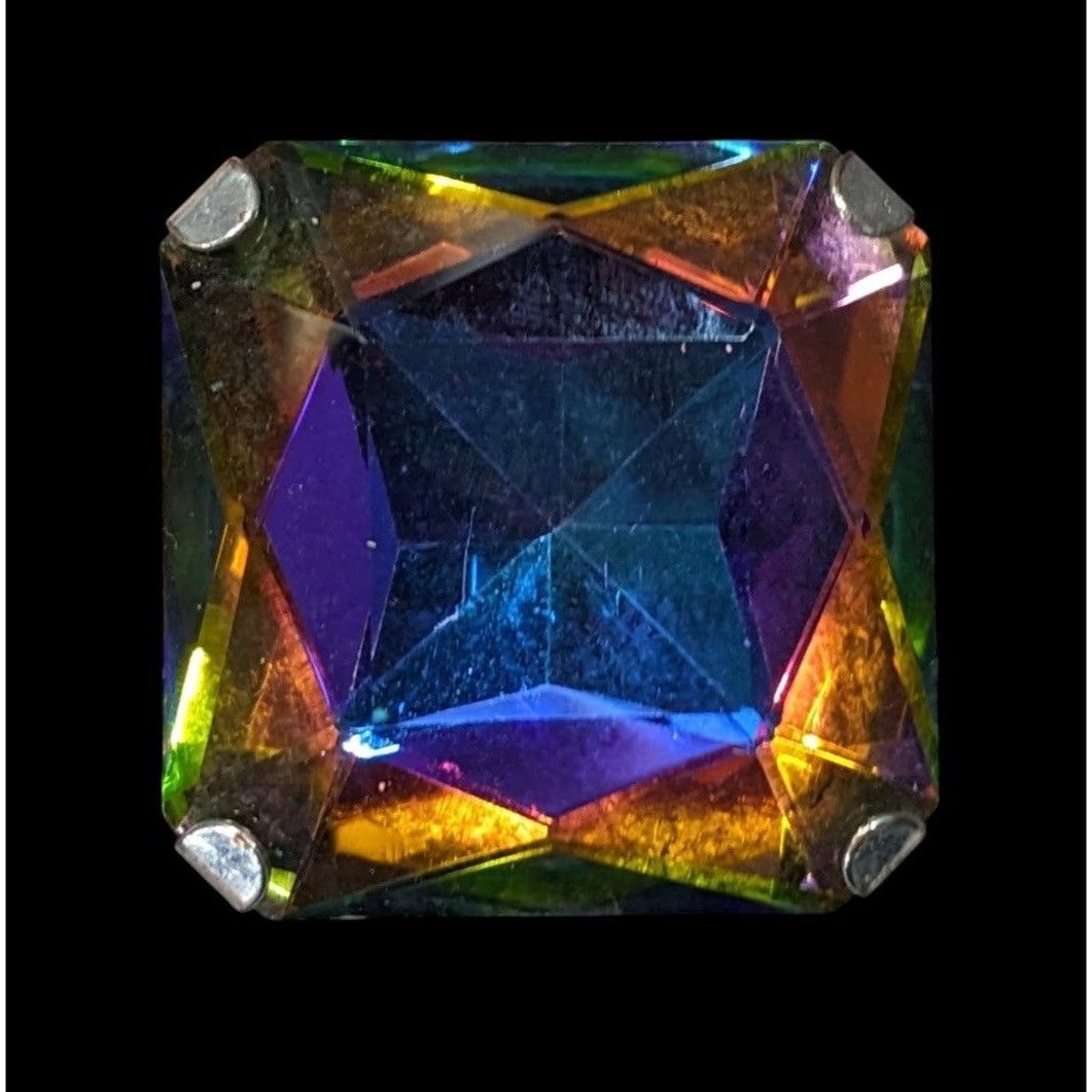 Other Fantasy Glam Rainbow Glass Oversized Faceted Costume Ring Size ONE SIZE - 2 Thumbnail