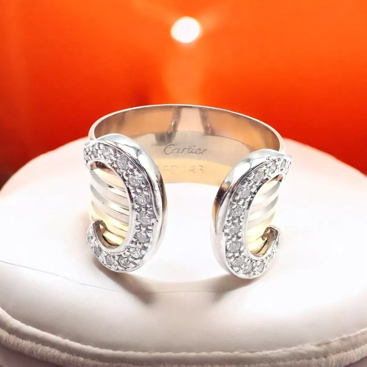 Cartier Cartier Diamond Double C 18k Tri-Color Gold Band Ring Size ONE SIZE - 2 Thumbnail