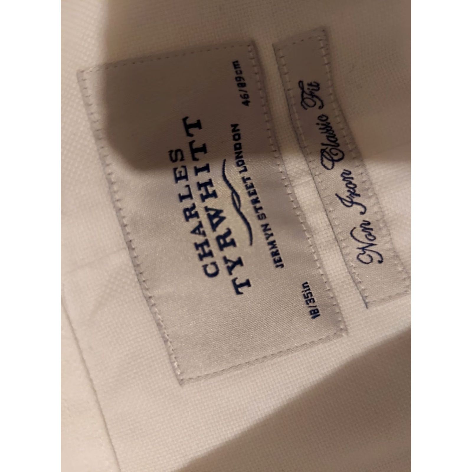 Charles Tyrwhitt Charles Tyrwhitt Dress Shirt Mens 18 35 White Button Cotton Size 48R - 4 Thumbnail