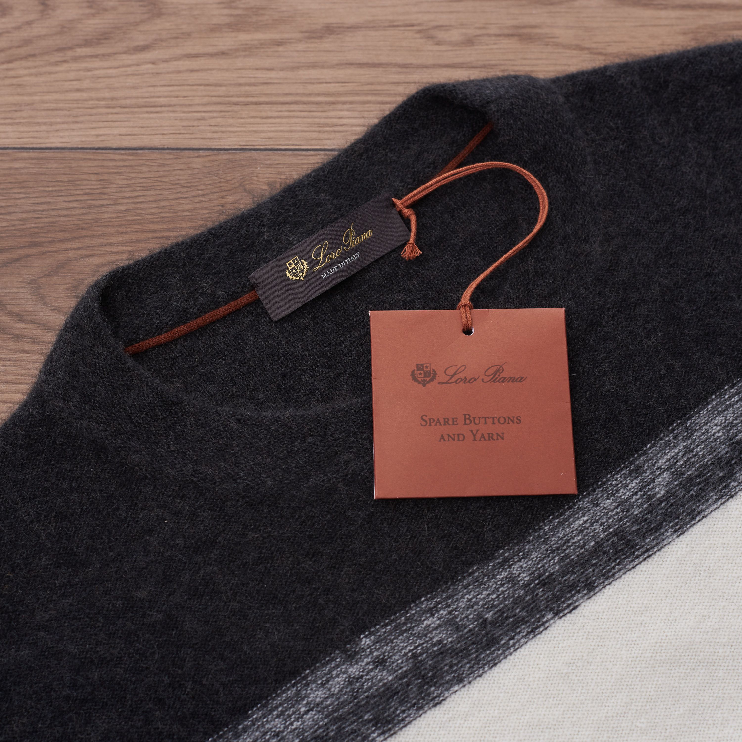 Loro Piana White/Acorn Glenshell Crew Neck Sweater Size US XL / EU 56 / 4 - 9 Thumbnail