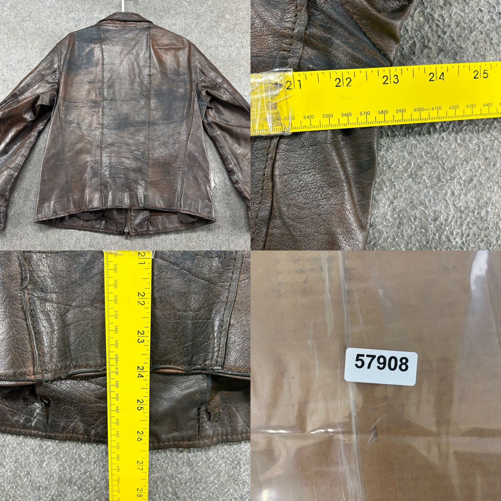 Vintage VINTAGE Barneys New York Coat Mens L Brown Leather Swedish Style WWII Heavy Patina Italy Leather Lined Pea Coat 90s Mens Size US L / EU 52-54 / 3 - 8 Thumbnail