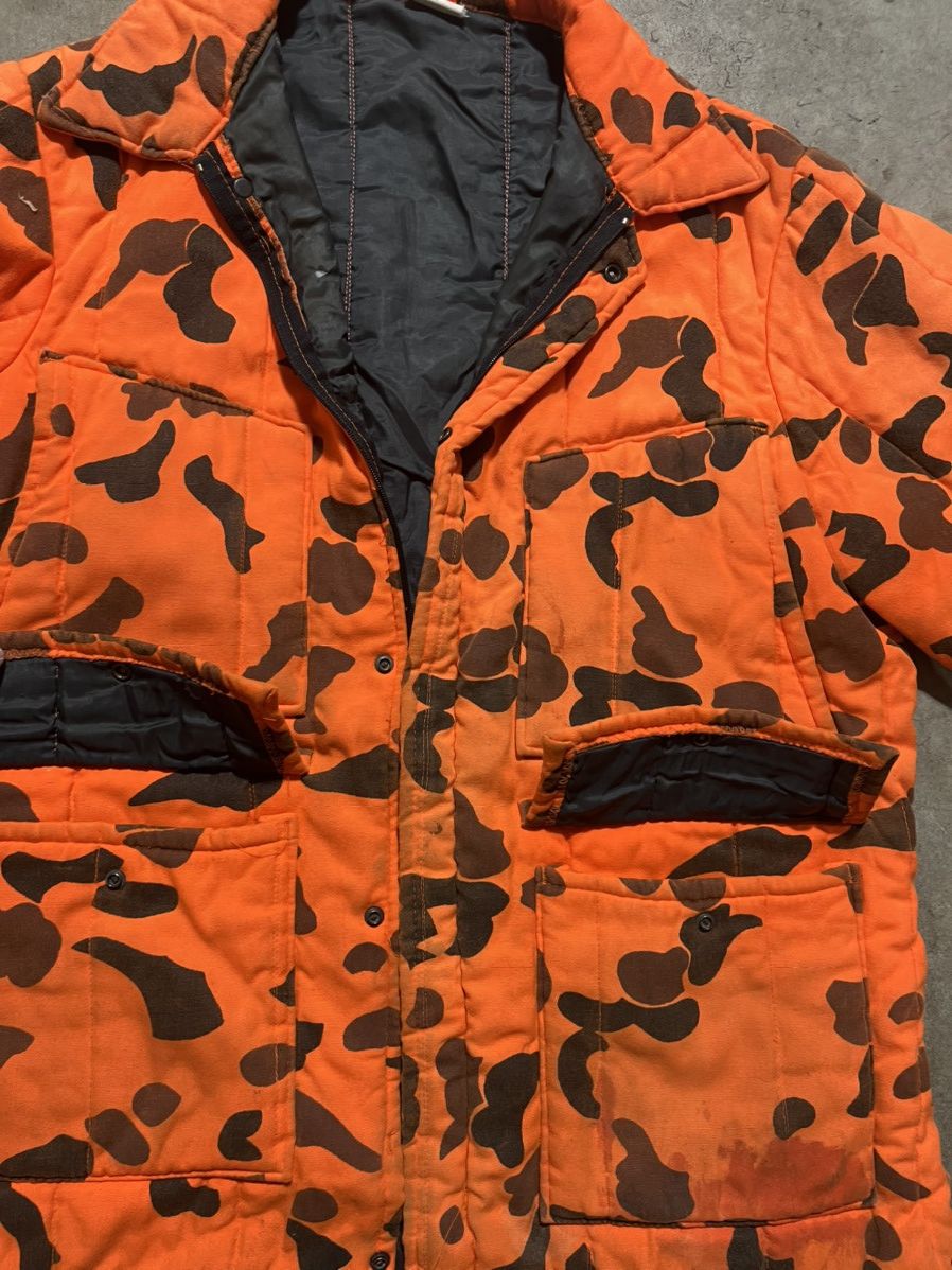 Vintage 1980s Orange Camo Padded Jacket Size US XL / EU 56 / 4 - 4 Thumbnail