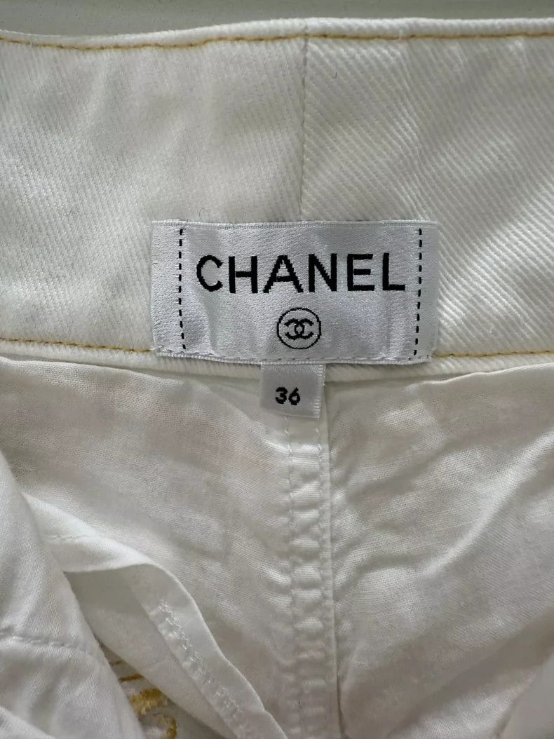 Chanel Chanel White denim wide-leg trousers Size 24" / US 00 / IT 34 - 4 Thumbnail
