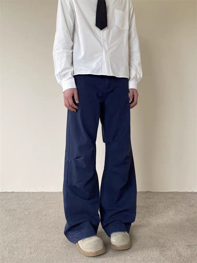Jean Navy Blue Pleated Workwear Casual Pants Size US 32 / EU 48 - 3 Thumbnail