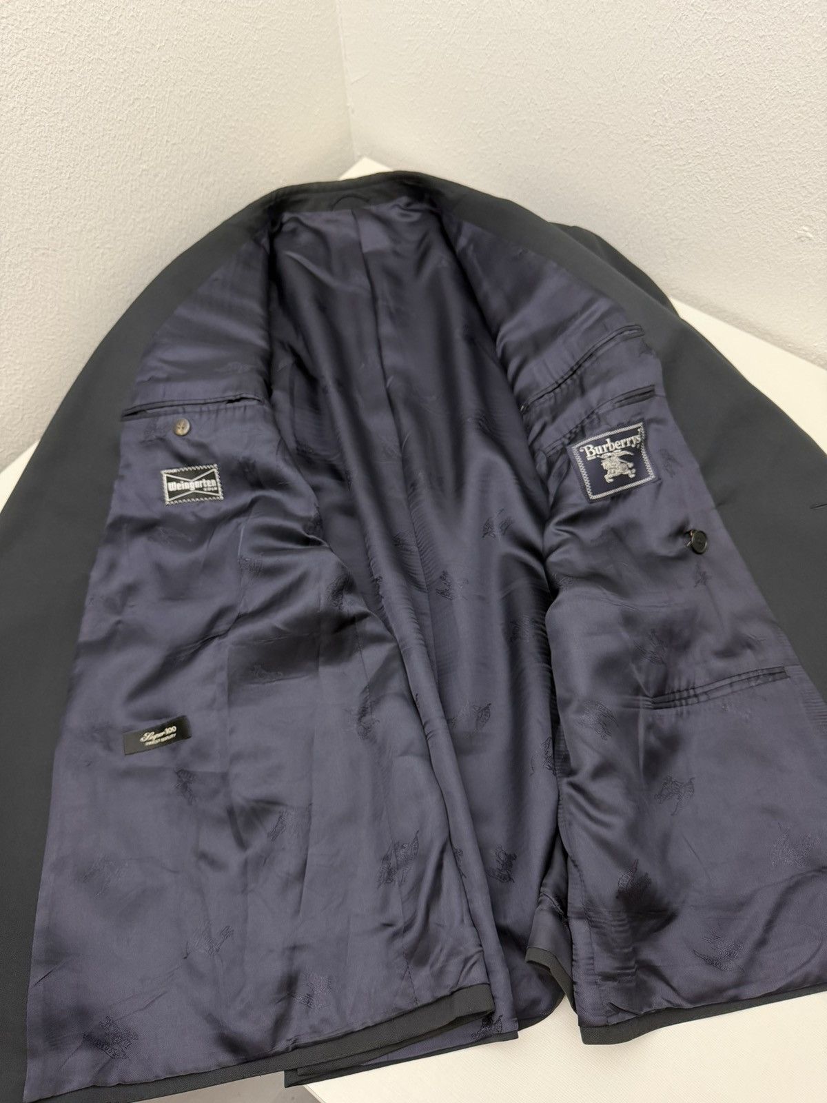 Burberry Vtg Burberrys Double Breasted Wool Blazer Gold Buttons 44R Size 44R - 9 Thumbnail
