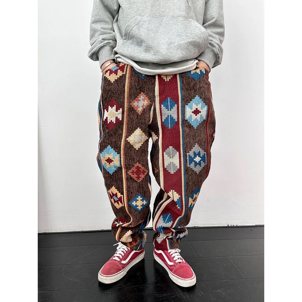Japanese Brand × Vintage Geometric Pattern Casual Pants Clothing Style Jacquard Cargo Size US 32 / EU 48 - 4 Thumbnail