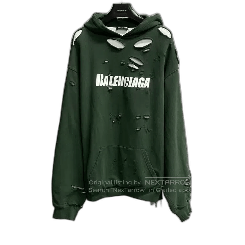 Balenciaga balenciaga's new green ripped print logo hoodie. Size US S / EU 44-46 / 1 - 1 Thumbnail