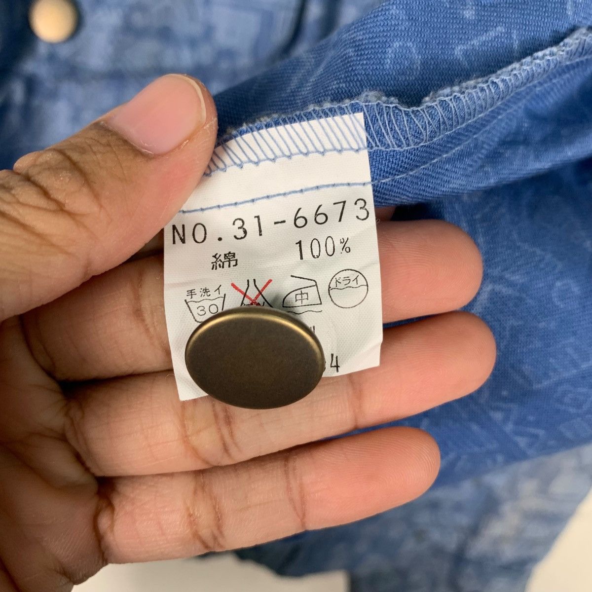 Japanese Brand WATER BACK Motif Design Blue Bomber Jacket #0889-C40 Size M / US 6-8 / IT 42-44 - 14 Thumbnail