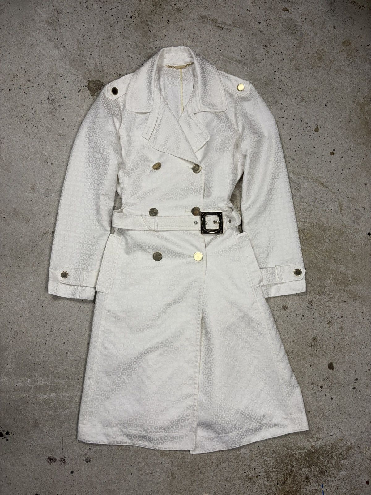 Versace 2000s Gianni Versace Double Breasted Trench Coat Jacquard Size M / US 6-8 / IT 42-44 - 1 Thumbnail