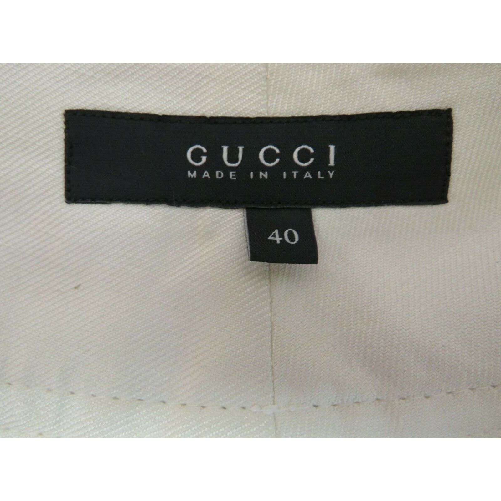 Gucci GUCCI OFF WHITE LINEN BELTED GOLD 2 X BUCKLE SHORTS 38 IT Size 30" / US 8 / IT 44 - 10 Thumbnail