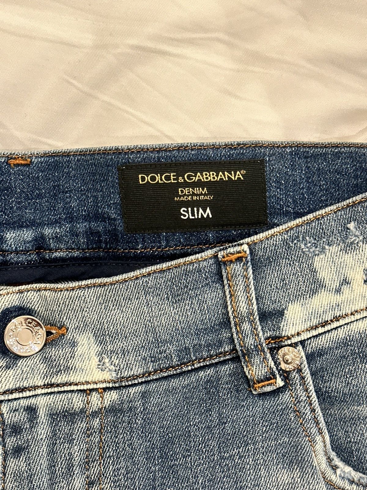 Dolce & Gabbana Dolce & Gabbana Dark Wash Distressed Slim Fit Blue Jeans Size US 44 / EU 60 - 5 Thumbnail