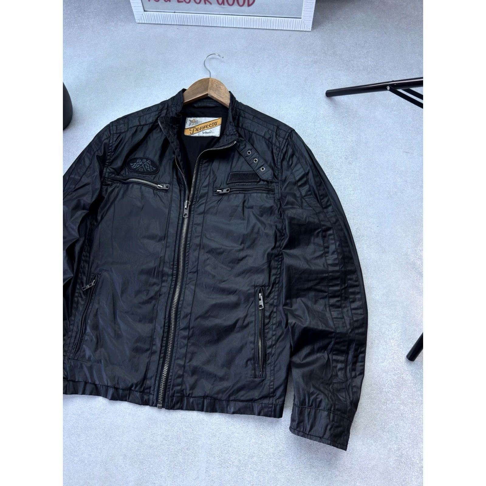 Schott VINTAGE Schott Perfecto Racer Biker Leather Cotton Jacket Black Size M Men's Jacket Size US M / EU 48-50 / 2 - 2 Thumbnail