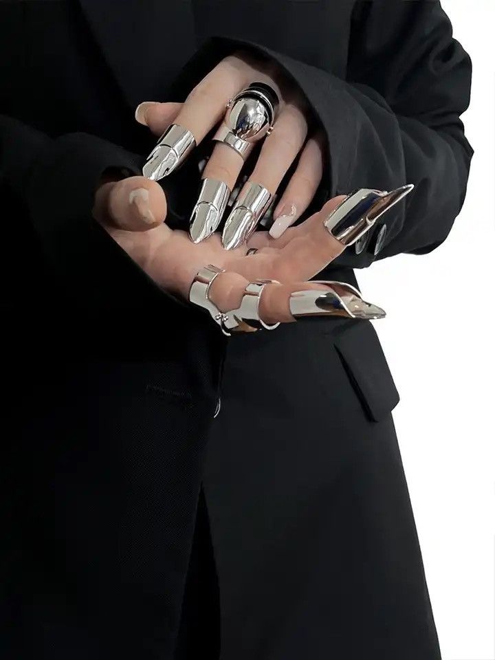 Jewelry Punk Gothic Long Nail Cover Ring Size ONE SIZE - 2 Thumbnail