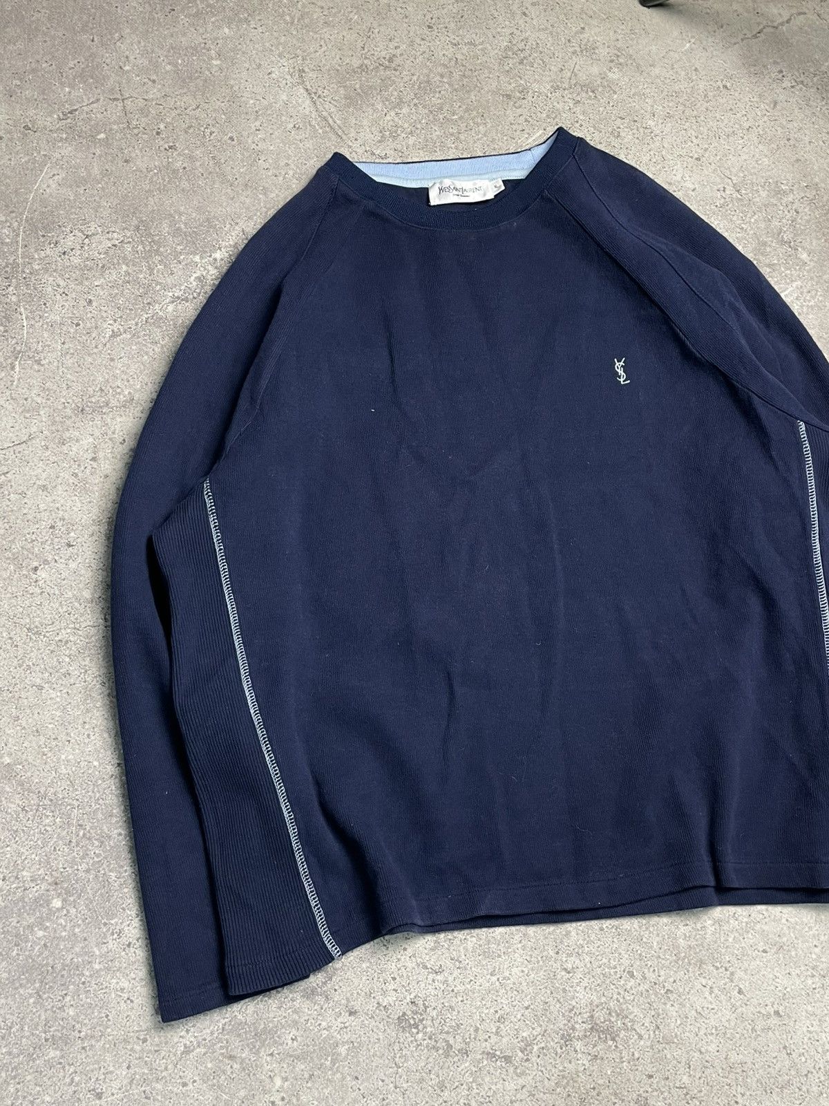 Yves Saint Laurent Blue Yves Saint Laurent YSL Sweatshirt Logos YSL Sweater Size US XL / EU 56 / 4 - 2 Thumbnail