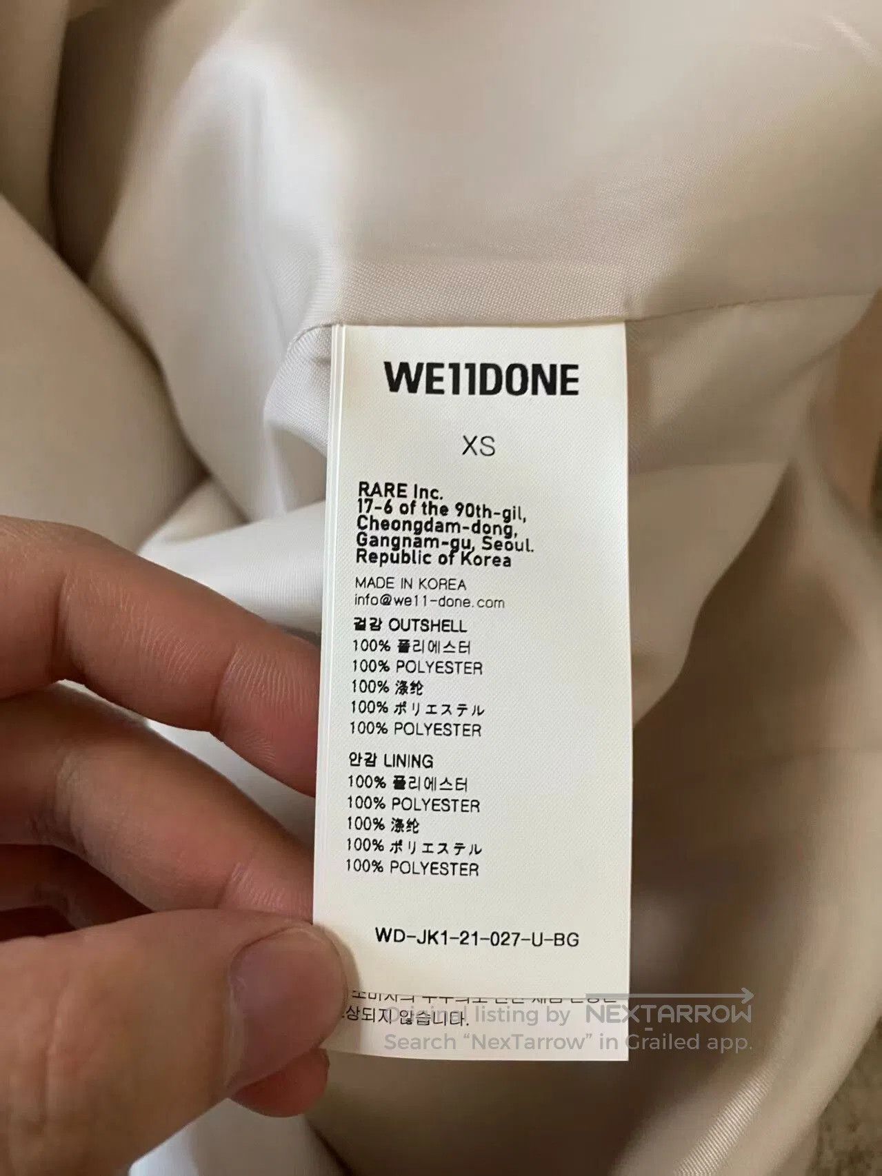 WE11DONE beige logo blazer jacket for women. Size XS / US 0-2 / IT 36-38 - 4 Thumbnail