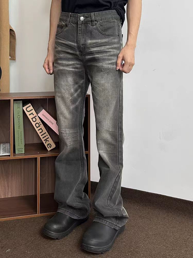 Japanese Brand × Jean Heavy Duty Aged Washed Black Micro Flare Jeans Size US 32 / EU 48 - 1 Thumbnail