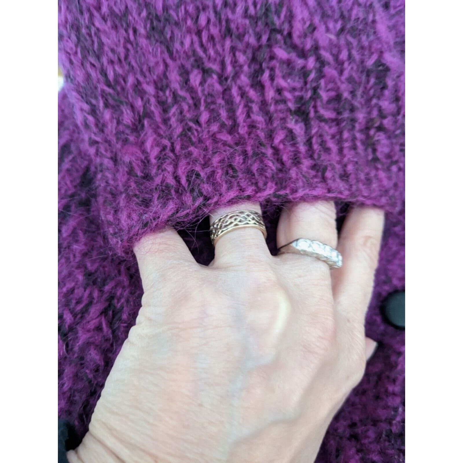 Handmade Cardigan Hand Knit Chunky Nubby Purple Boho Rustic Medium Size M / US 6-8 / IT 42-44 - 3 Thumbnail