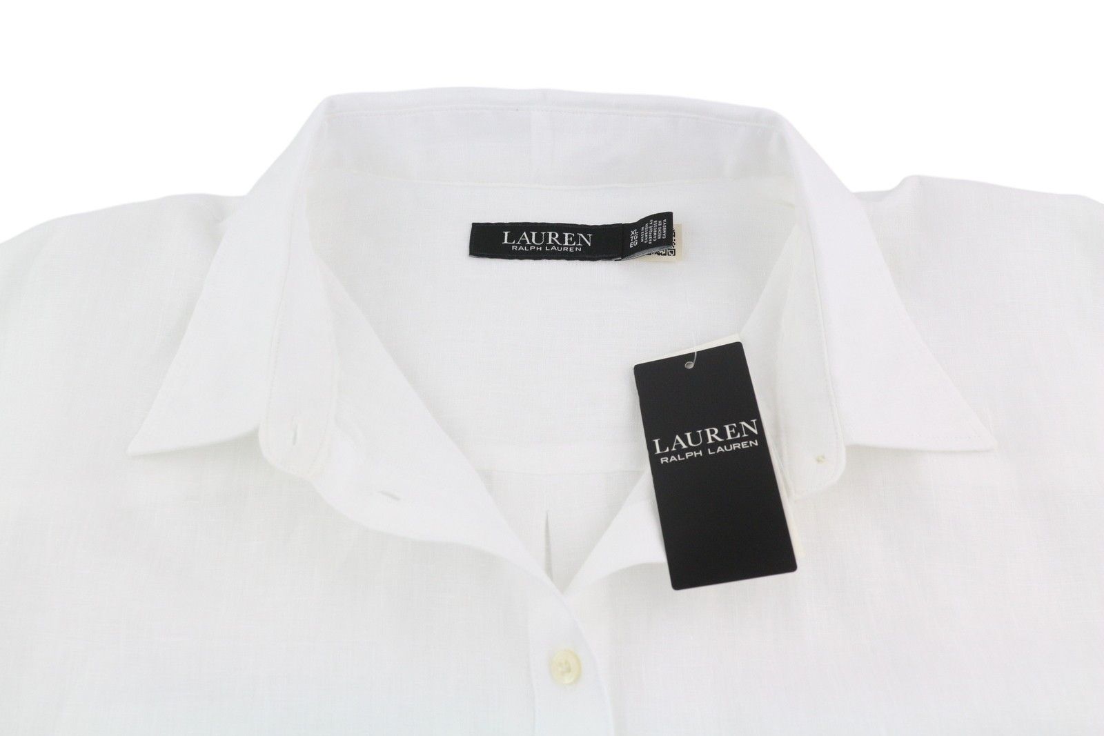 Lauren Ralph Lauren XL White Linen Buttoned Spread Shirt 84694 Size XL / US 12-14 / IT 48-50 - 5 Thumbnail