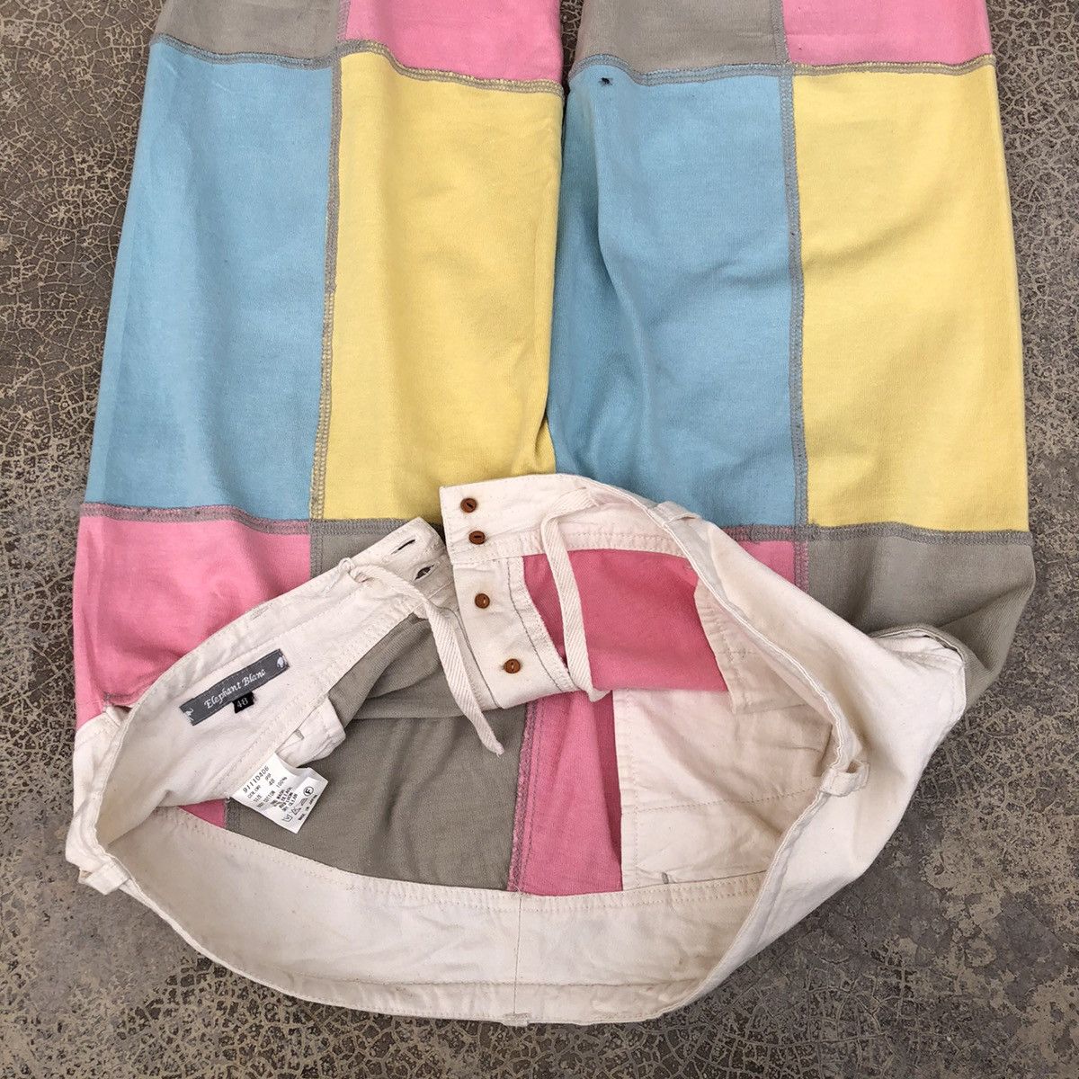 Japanese Brand ELEPHANT BLANC Rare Patchwork Multicolor Design Cotton Pants Size 35" - 9 Thumbnail