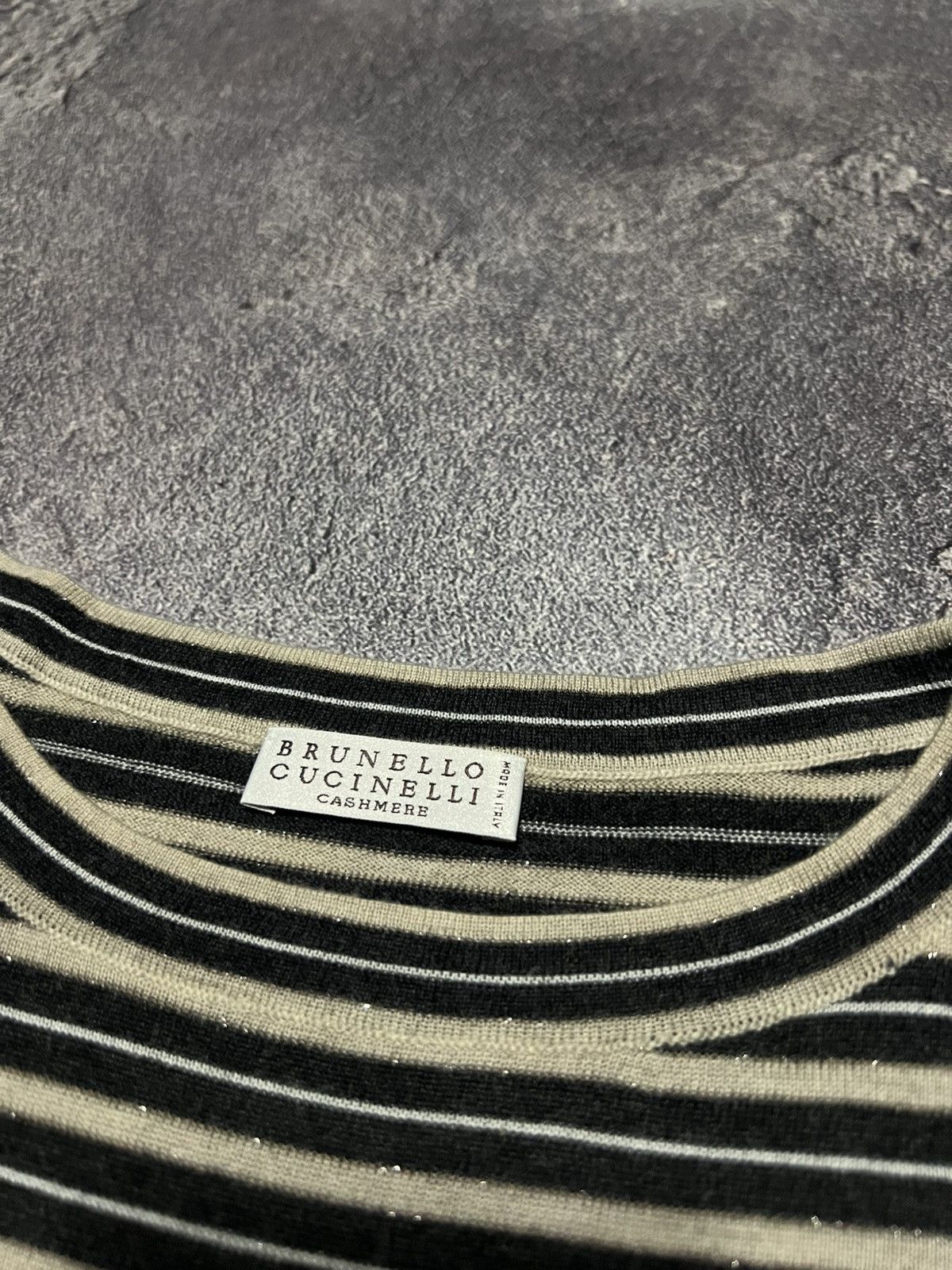 Brunello Cucinelli Brunello Cucinelli Striped Wool/Cashmere Short Sleeve Tee Size M / US 6-8 / IT 42-44 - 3 Thumbnail
