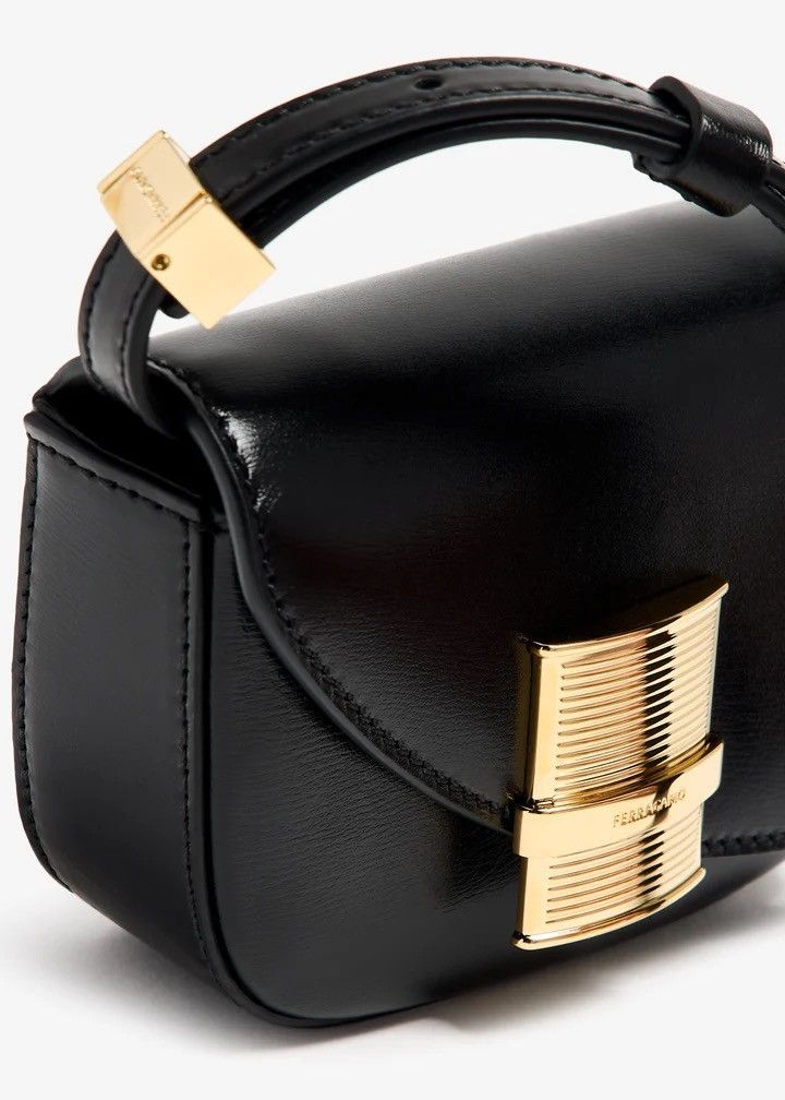 Salvatore Ferragamo Black Salvatore Ferragamo Fiamma Mini Leather Crossbody Bag Size ONE SIZE - 2 Thumbnail