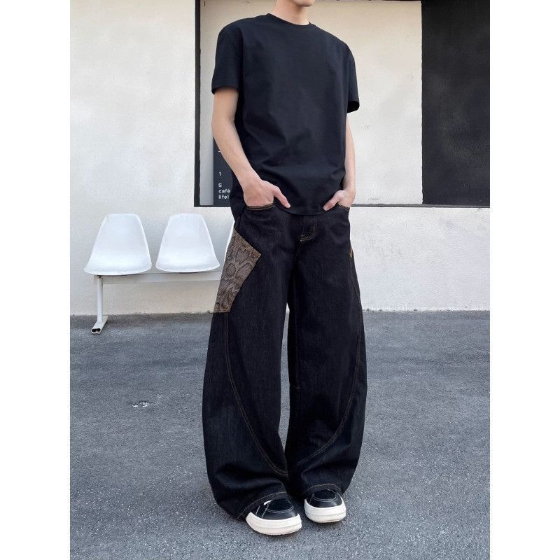 Japanese Brand Retro straight leg wide leg patchwork pocket jeans Size US 32 / EU 48 - 2 Thumbnail