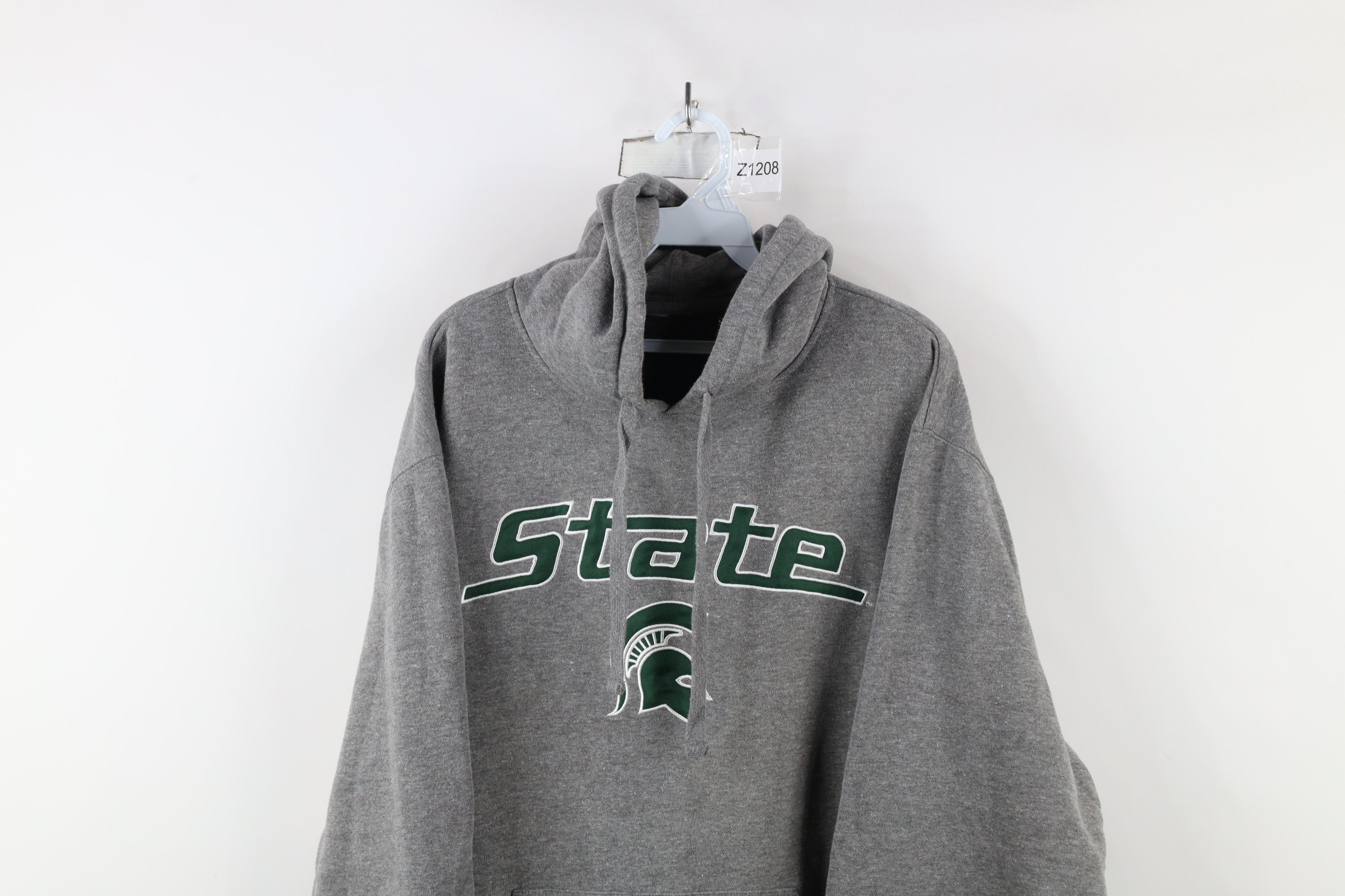 Vintage Vintage 90s Michigan State University Hoodie Sweatshirt Gray Size US XXL / EU 58 / 5 - 2 Thumbnail