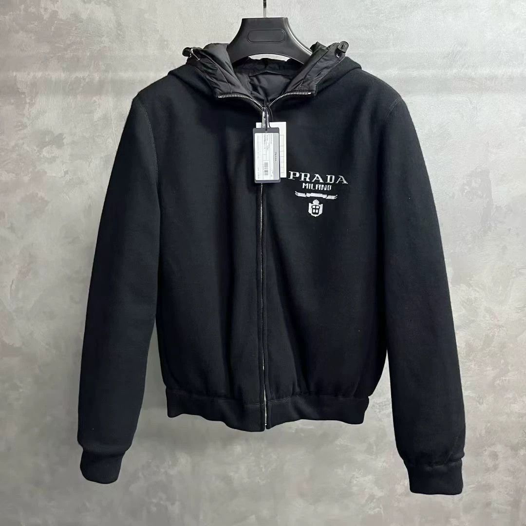 Prada prada black zip-up collar jacket Size US L / EU 52-54 / 3 - 1 Thumbnail