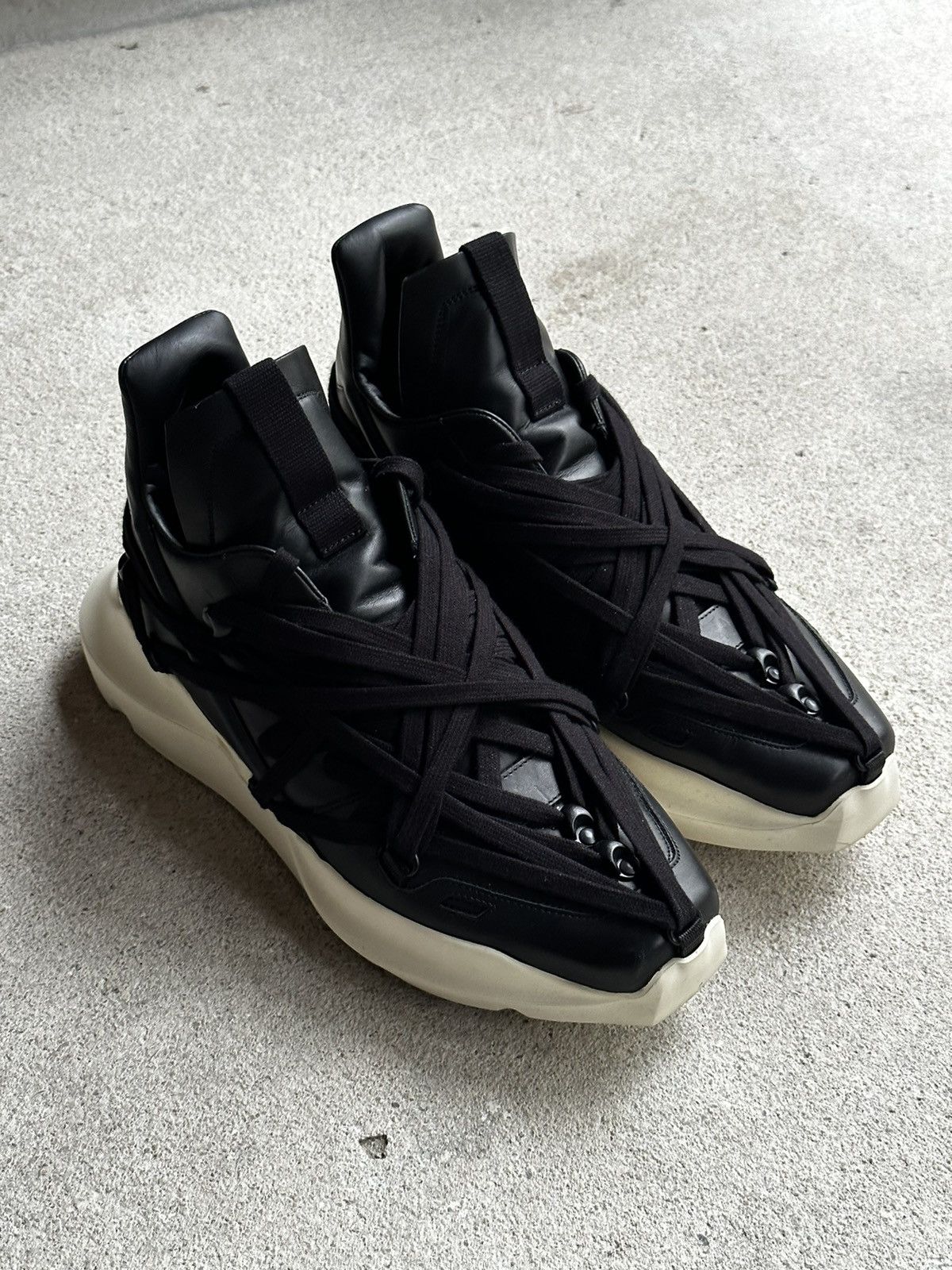image of Rick Owens Ss23 Edfu Megalace Geth Runner Sneakers in Black, Men's (Size 11)